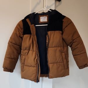 Old Navy Tan and Navy Kids Puffer Jacket